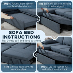 Homcom Corner Sofa Bed, L Shaped Sofa With Storage Chaise, Usb Ports, Blue - thumbnail 6