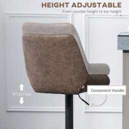 Wyld Haus Leno Nizi Set Of 2 Faux Leather Retro Bar Stools - Height Adjustable Swivel, Padded High Back - thumbnail 5