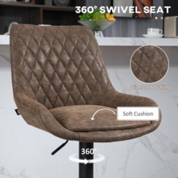 Wyld Haus Leno Nizi Set Of 2 Faux Leather Retro Bar Stools - Height Adjustable Swivel, Padded High Back - thumbnail 6