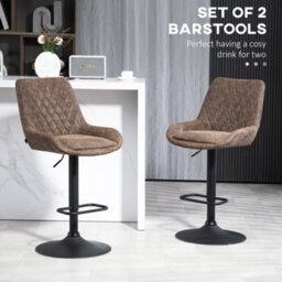 Wyld Haus Leno Nizi Set Of 2 Faux Leather Retro Bar Stools - Height Adjustable Swivel, Padded High Back - thumbnail 4