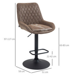 Wyld Haus Leno Nizi Set Of 2 Faux Leather Retro Bar Stools - Height Adjustable Swivel, Padded High Back - thumbnail 3