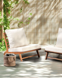 Beliani Garden Chair With Cushion Micciano Acacia Wood Off-White - thumbnail 2