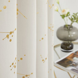 Deconovo Blackout Eyelet Curtains, Gold Printed Constellation Curtains For Living Room, 46 X 90 Inch, Light Beige, 2 Panels - thumbnail 4
