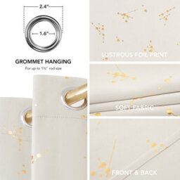 Deconovo Blackout Eyelet Curtains, Gold Printed Constellation Curtains For Living Room, 46 X 90 Inch, Light Beige, 2 Panels - thumbnail 5