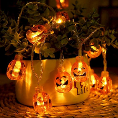 Kraft & Co Brightglow Halloween Pumpkin String Lights, Battery Operated Led, Warm Glow, Indoor & Outdoor Decor