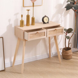 Furniturehmd Ratten 2 Drawer Console Table,hallway Table,bedroom Makeup Vanity Desk With Pine Legs,storage Furniture - thumbnail 3