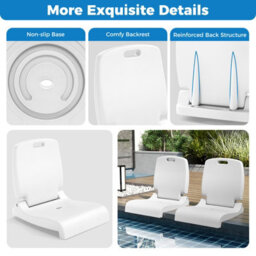 Costway Foldable Outdoor Pool Chair Poolside Chairs For Edge Of Pool-White - thumbnail 8