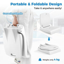 Costway Foldable Outdoor Pool Chair Poolside Chairs For Edge Of Pool-White - thumbnail 9