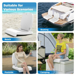 Costway Foldable Outdoor Pool Chair Poolside Chairs For Edge Of Pool-White - thumbnail 5