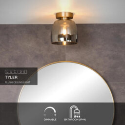 Lucide Tyler Retro Flush Ceiling Light Bathroom 16,1Cm - 1Xg9 - Ip44 - Matt Gold, Brass - thumbnail 2
