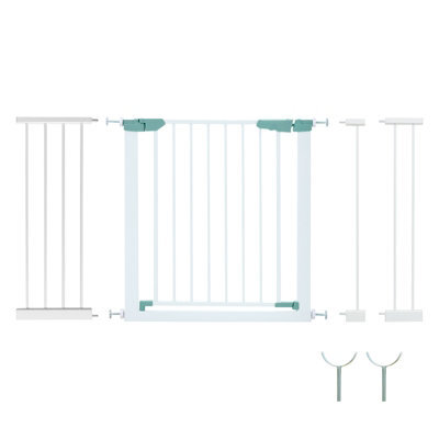 Costway Baby Gate Wide Child Safety Gate Fits 80-123 Cm Openings-White - image 1