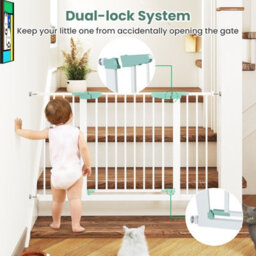 Costway Baby Gate Wide Child Safety Gate Fits 80-123 Cm Openings-White - thumbnail 9