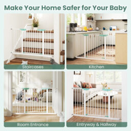 Costway Baby Gate Wide Child Safety Gate Fits 80-123 Cm Openings-White - thumbnail 8