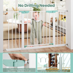 Costway Baby Gate Wide Child Safety Gate Fits 80-123 Cm Openings-White - thumbnail 7