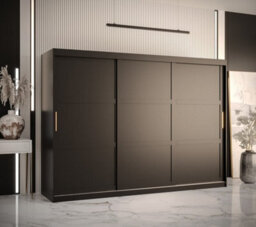 Arte Ramiro I Contemporary 3 Sliding Door Wardrobe 9 Shelves 2 Rails Black Matt (H)2000mm (W)2500mm (D)620mm - thumbnail 2