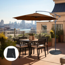 Sundaze Coffee 3M Garden Banana Parasol Cantilever Umbrella Hanging Patio, Base & Weather Protective Cover - thumbnail 1