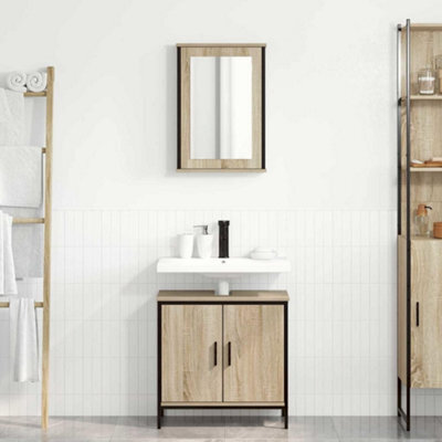 Walplus Bathroom Furniture Set With Shelf 2 Pcs Brown 60 X 30 X 60 Cm - image 1