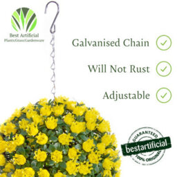 Pair Of Best Artificial 23Cm Yellow Rose Hanging Basket Flower Topiary Ball - Suitable For Outdoor Use - Weather & Fade Resistant - thumbnail 3