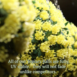 Pair Of Best Artificial 23Cm Yellow Rose Hanging Basket Flower Topiary Ball - Suitable For Outdoor Use - Weather & Fade Resistant - thumbnail 5