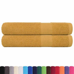 Berkfield Durable Towels 2 Pcs Gold 100X200 Cm 360 Gsm 100% Cotton