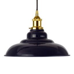 Navy Blue St Edmund's Painted Dome Pendant Light With Gold Lamp Holder And Black Round Cable - Se Home - thumbnail 4