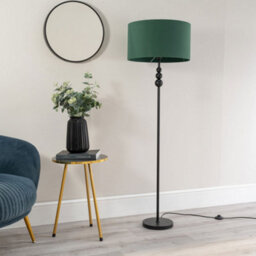 Valuelights Marissa Matt Black Stacked Ball Floor Lamp With Forest Green Drum Shade - Led Bulb Included - thumbnail 3
