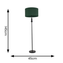Valuelights Marissa Matt Black Stacked Ball Floor Lamp With Forest Green Drum Shade - Led Bulb Included - thumbnail 5