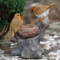 Burgess Nesting Robins Resin Statue Home Garden British Bird Sculpture Outdoor Ornament Robin Appears British Gift - thumbnail 5