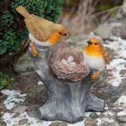 Burgess Nesting Robins Resin Statue Home Garden British Bird Sculpture Outdoor Ornament Robin Appears British Gift - thumbnail 2