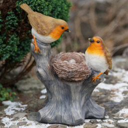 Burgess Nesting Robins Resin Statue Home Garden British Bird Sculpture Outdoor Ornament Robin Appears British Gift - thumbnail 1