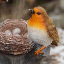 Burgess Nesting Robins Resin Statue Home Garden British Bird Sculpture Outdoor Ornament Robin Appears British Gift - thumbnail 4