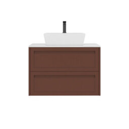 Royal Bathrooms Royal Bathroom Elmore 800mm Terracotta Clay Wall Mounted Countertop Bathroom Vanity Unit 2 Drawer With Cube Basin - thumbnail 7
