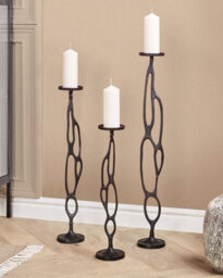 Beliani Set Of 3 Candle Holders Buni Metal 54/68/84 Cm Black - thumbnail 2