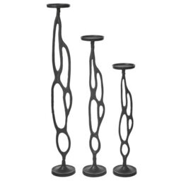 Beliani Set Of 3 Candle Holders Buni Metal 54/68/84 Cm Black