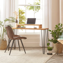 Off The Grain Wooden Computer Desk With Hairpin Legs - Solid Wood Office Desk - thumbnail 2
