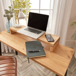 Off The Grain Wooden Computer Desk With Hairpin Legs - Solid Wood Office Desk - thumbnail 3