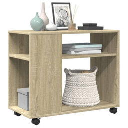 Berkfield Side Table With Wheels Sonoma Oak 70X35X60 Cm Engineered Wood - thumbnail 4