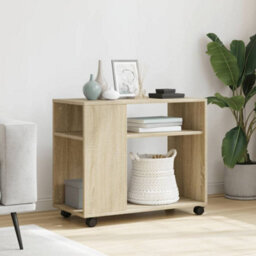 Berkfield Side Table With Wheels Sonoma Oak 70X35X60 Cm Engineered Wood - thumbnail 3