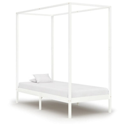 Vidaxl Canopy Bed Frame Without Mattress White Solid Wood 100X200 Cm - image 1