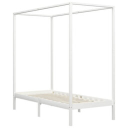 Vidaxl Canopy Bed Frame Without Mattress White Solid Wood 100X200 Cm - thumbnail 2