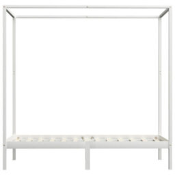 Vidaxl Canopy Bed Frame Without Mattress White Solid Wood 100X200 Cm - thumbnail 3