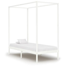 Vidaxl Canopy Bed Frame Without Mattress White Solid Wood 100X200 Cm - thumbnail 1