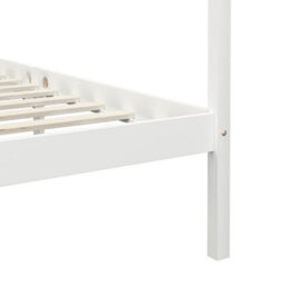 Vidaxl Canopy Bed Frame Without Mattress White Solid Wood 100X200 Cm - thumbnail 6