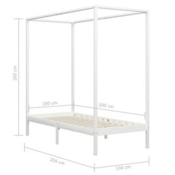 Vidaxl Canopy Bed Frame Without Mattress White Solid Wood 100X200 Cm - thumbnail 7