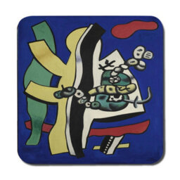 Benjamin Tate Design Abstract Artwork Placemats And Coasters Set With Wood Base In Blue Palette Limited Edition - thumbnail 3