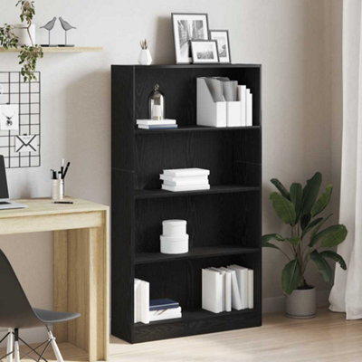 Vidaxl 4-Tier Bookcase Black Oak 80X24X143 Cm Engineered Wood - image 1