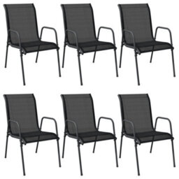 Berkfield Garden Chairs 6 Pcs Steel And Textilene Black - thumbnail 2