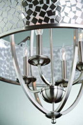 Luminosa Lighting Elstead 4 Light Multi Arm Ceiling Chandelier Pendant Light Brushed Steel With Silver Fabric, E14 - thumbnail 2