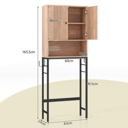 Costway Over The Toilet Storage Shelf Freestanding Bathroom Cabinet W/ 2 Doors - thumbnail 3