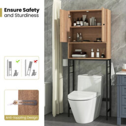 Costway Over The Toilet Storage Shelf Freestanding Bathroom Cabinet W/ 2 Doors - thumbnail 7